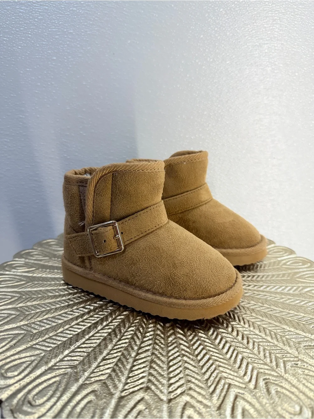 Capelli New York Kids Faux Fur Buckle Ankle Boots Tan